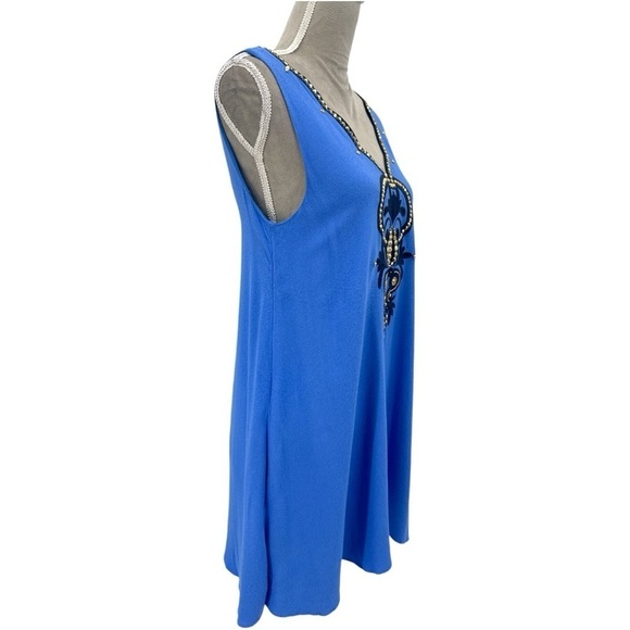 Lilly Pulitzer Owen Beaded Scallop V-Neck Swing Party Dress - Beckon Blue -Small - Picture 6 of 12